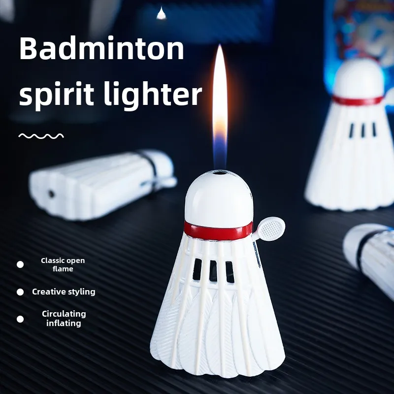 Creative Mini Badminton Shape Cigarette Lighter Refillable Butane Gas Ornaments Toy Gas Lighter Smoker Gift Home Decoration