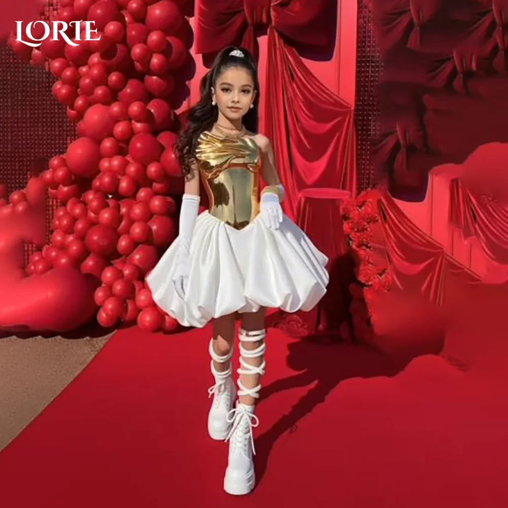 

LORIE Sweet Satin Flower Girl Dress for Weddings A-Line Ball Strapless with Bow Girl Dresses Customized Princess Gril Party Gown