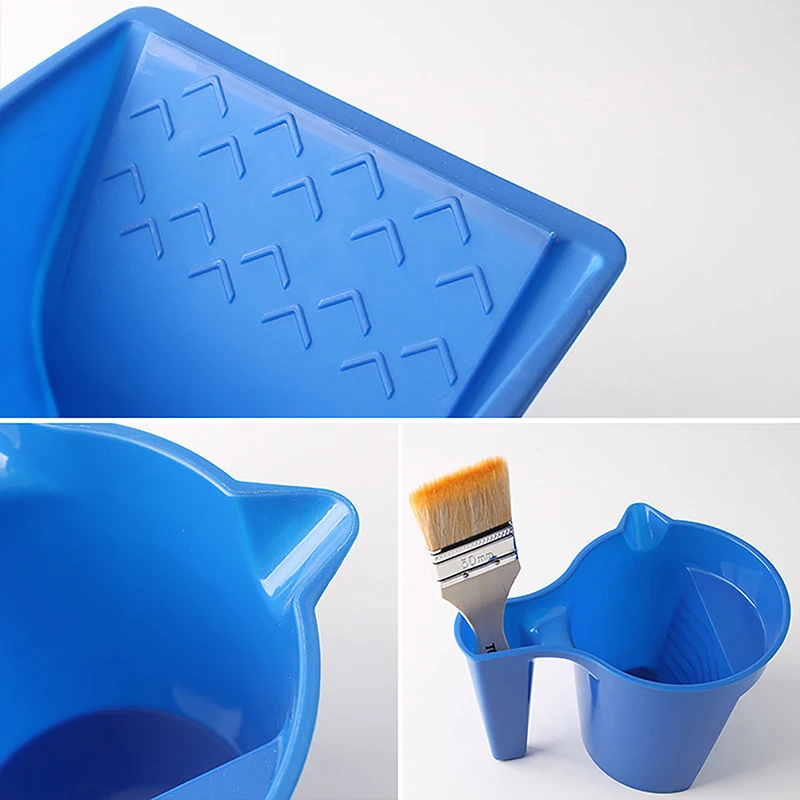 1 pz pennello a rullo che tiene la tazza di vernice nuovo materiale conveniente costruzione vassoio di vernice in plastica blu Set di strumenti di vernice