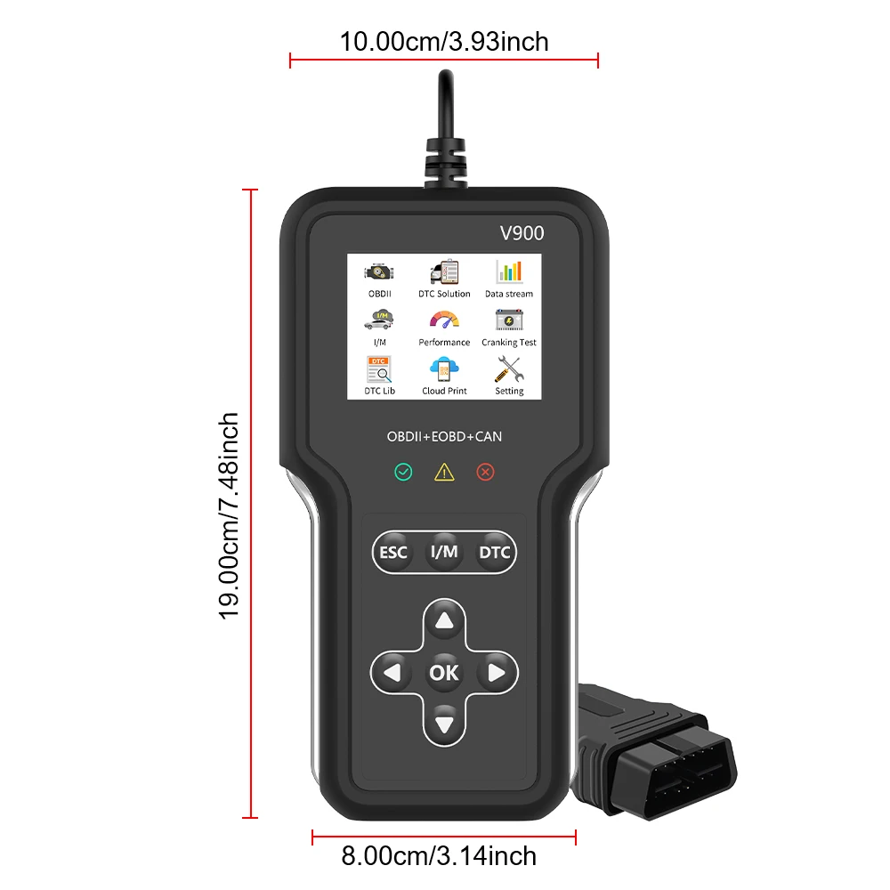 

Автомобильный считыватель кодов OBD2, проверка системы двигателя, тестер аккумулятора, сканер OBD II EOBD, автомобильные диагностические инструменты, прозрачный код неисправности ​ В900