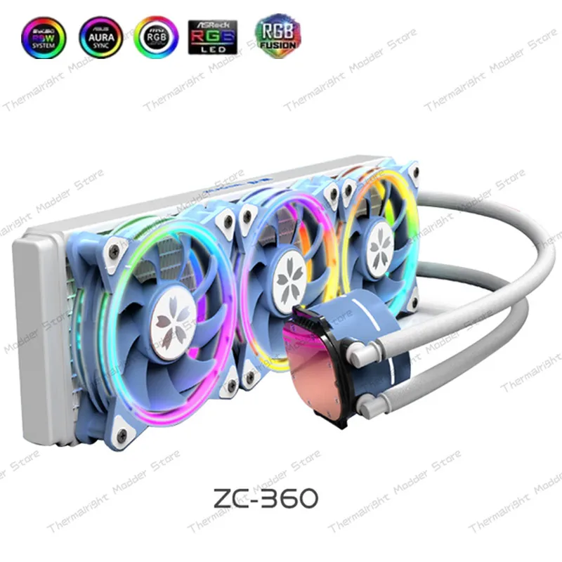 ZEAGINAL YESTON Sakura Hitomi 360 AIO CPU Cooling Kit All-in-one Water-Cooled CPU Radiator 900-1800RPM 5V 3Pin SYNC