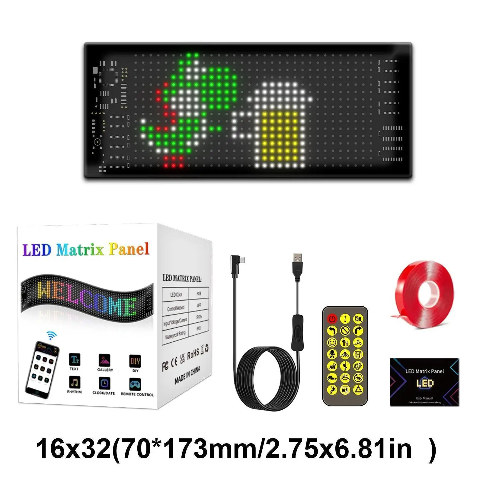 LED matrix panel DIY outdoor commercial flexible programmable car sign window light emitting diode digital display