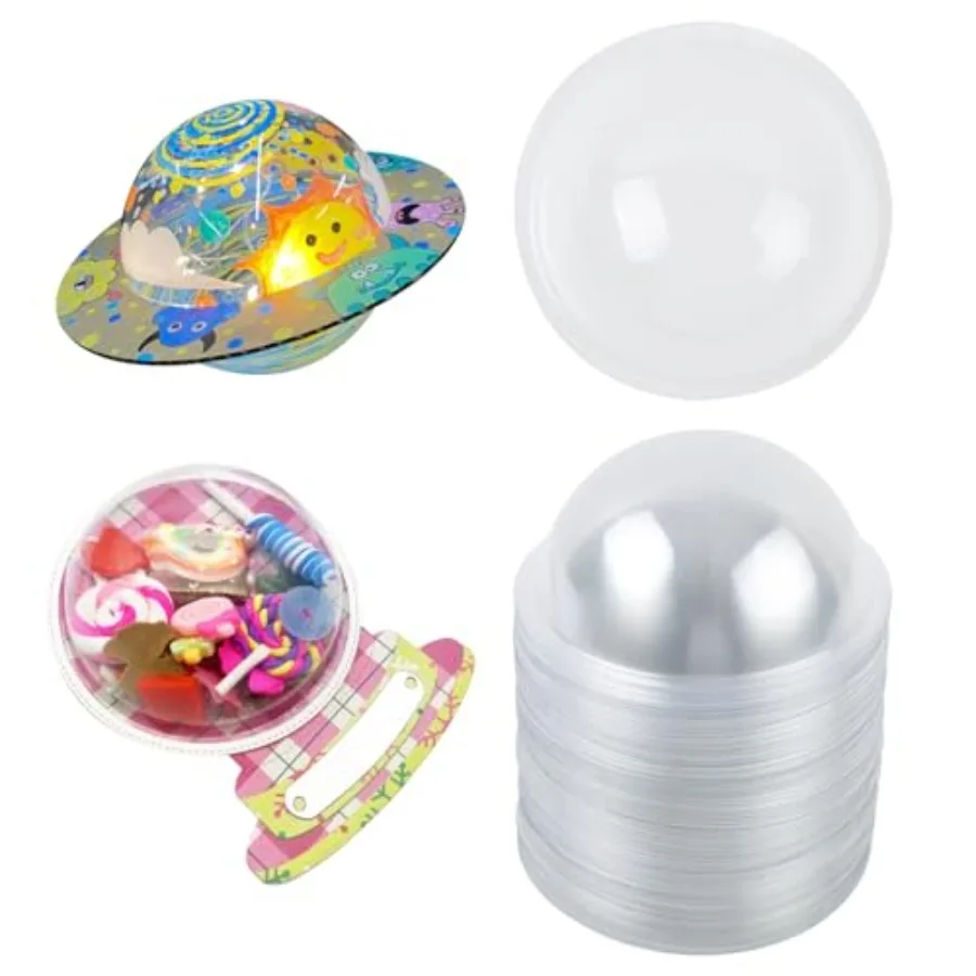 80 Pcs Half Ball Plastic Candy Dome Handmade Card Making Greeting Cards Candy Holder Shaker Domes Clear Plastic Covers for DIY