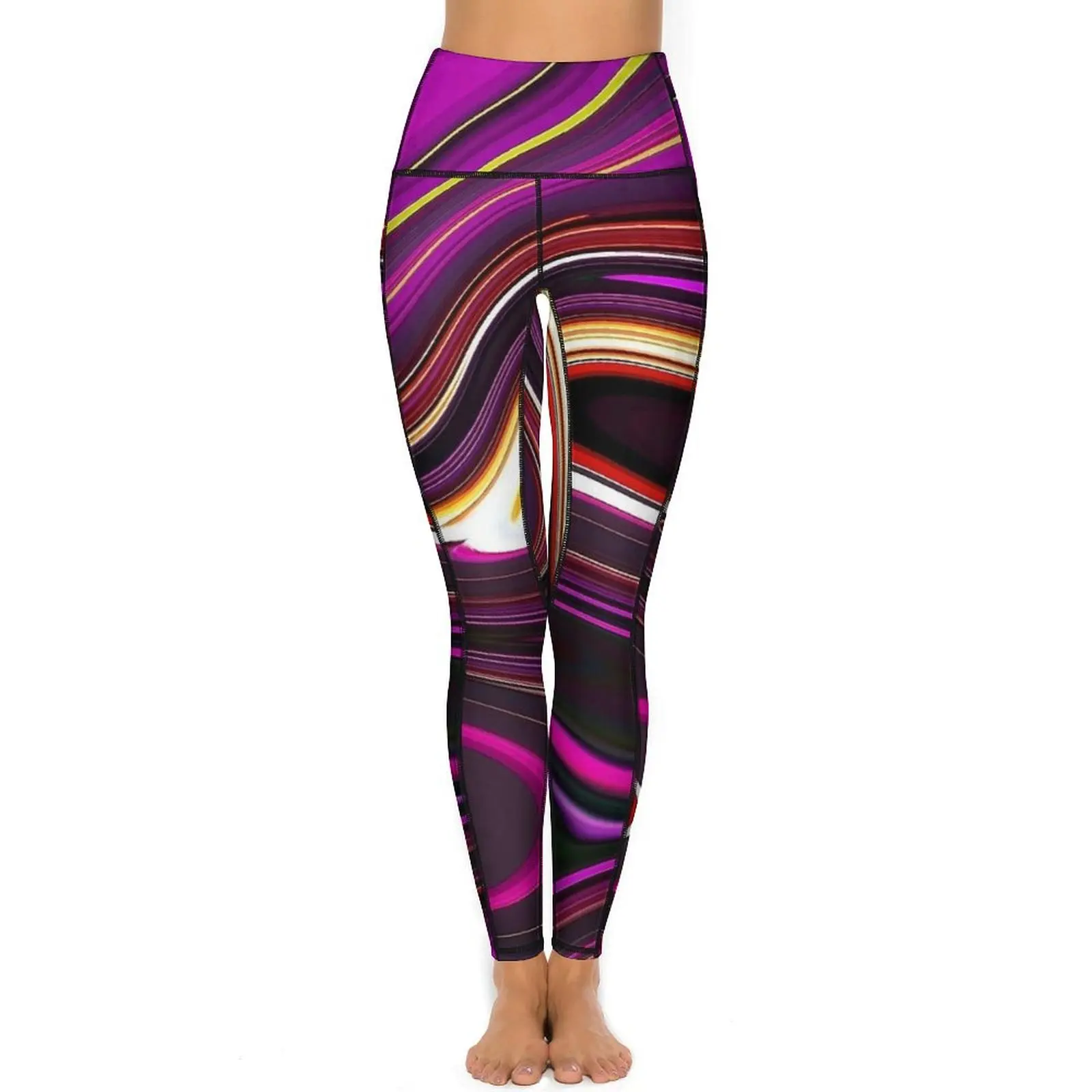 Leggings College marbre avec peinture liquide violette, collants de sport personnalisés, pantalons de course et de yoga, leggings respirants push-up, cadeau commandé