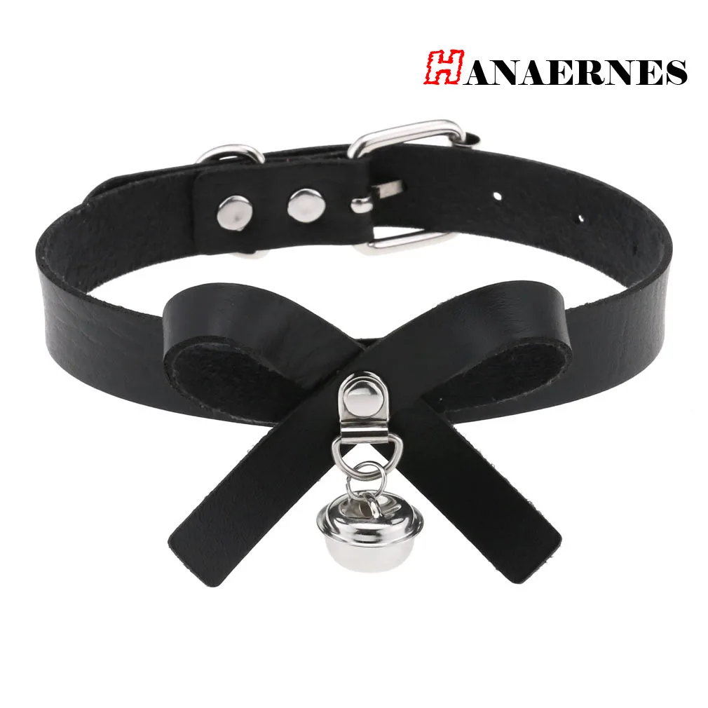 Punk Harajuku Soft Girl Temperament Bow Neck Chain Neck Strap Sexy Xiaoling Dang Necklace PU Leather Collar