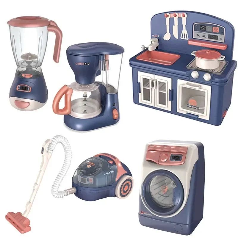 新しいごっこ遊びキッチンセット ミニ電動ジューサーマシン シミュレーション家電おもちゃ 子供向け 若いシェフへの理想的な贈り物