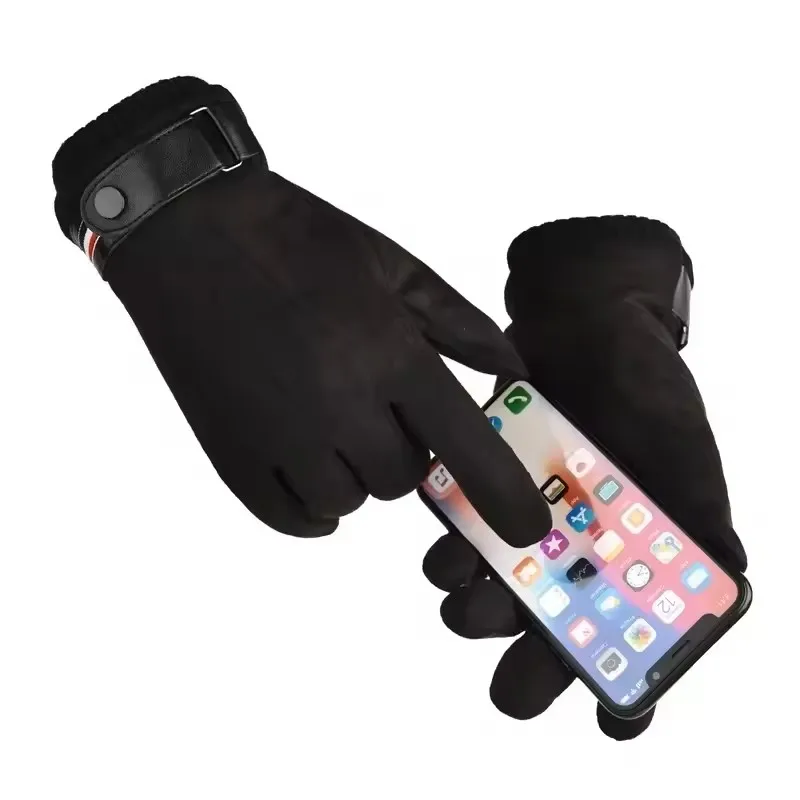 Men's Winter rперчатки Suede Warm Split Military Finger Gloves Outdoor Riding Ski Fishing Male Touch-Screen Mittens image 5