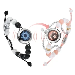 TOTWOO Long Distance Touch Bracelets for Couples, Vibration & Light up Gifts for Girlfriend Bluetooth Pairing Jewelry