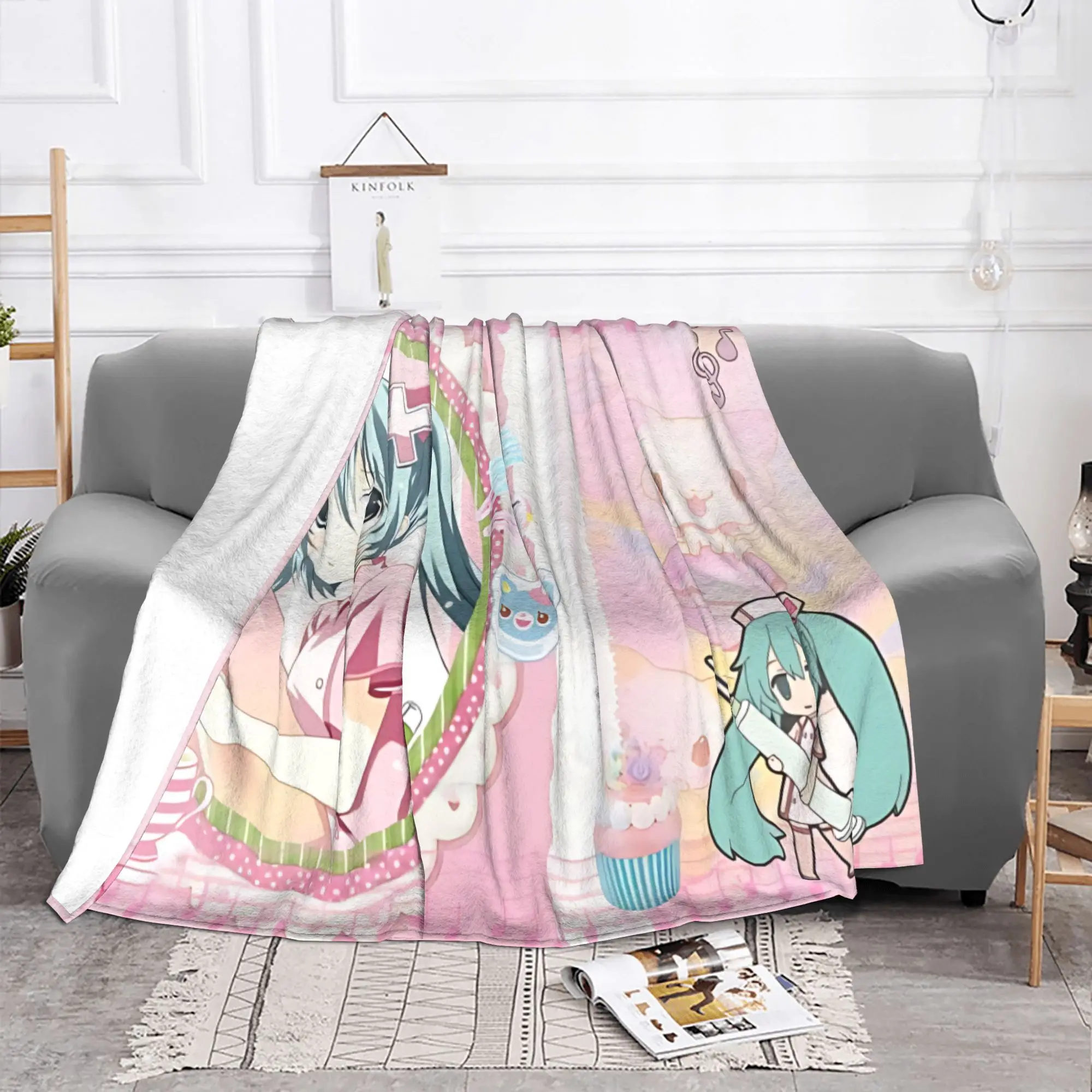1PC Your Christmas Gift  Hatsune Miku  home room decorations Winter Blankets for Adults Bedding Home Interior Sofa Knee