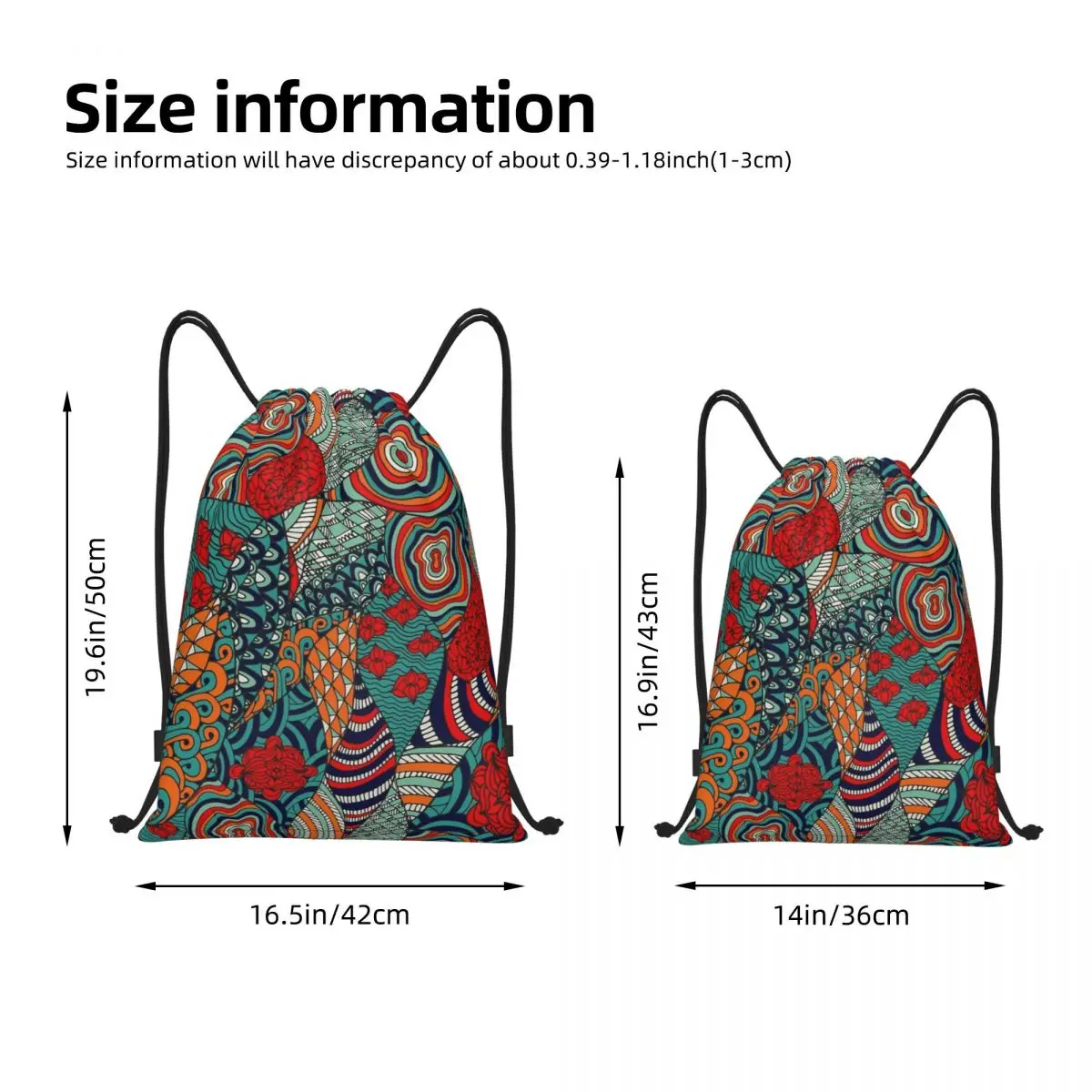 60s Hippie Abstract Drawstring Backpack Sports Gym Sackpack Flower Ankara String Bags for Yoga