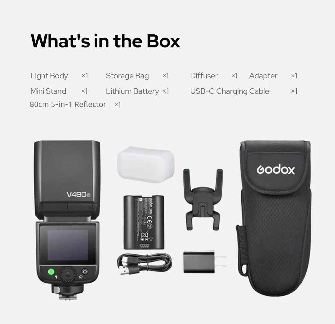 Godox V480 TTL Li-ion caméra Flash 650 pleine puissance sans fil Speedlite Flash Compatible avec Canon Nikon Sony Fujifilm Olympus