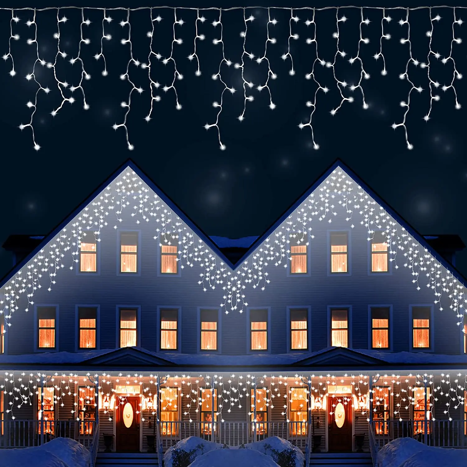 Christmas Lights Led Festoon Curtain Icicle String Lights for Street Garland Garden Outdoor Decorative Weding Fairy Lights