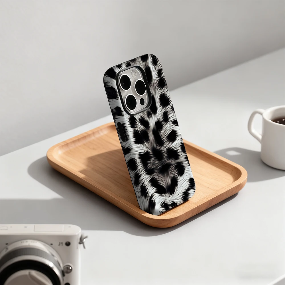 스노우 레오파드 텍스처 아이폰 17 16 15 14 13 12 11 X XS XR XSMAX 8 에어 프로 맥스 플러스 럭셔리 이중층 백 커버