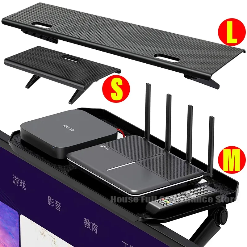 Adjustable TV Screen Top Shelf Computer Monitor Desktop Screen Top Storage Rack TV Media Box Router Shelf Rack Home Organizer