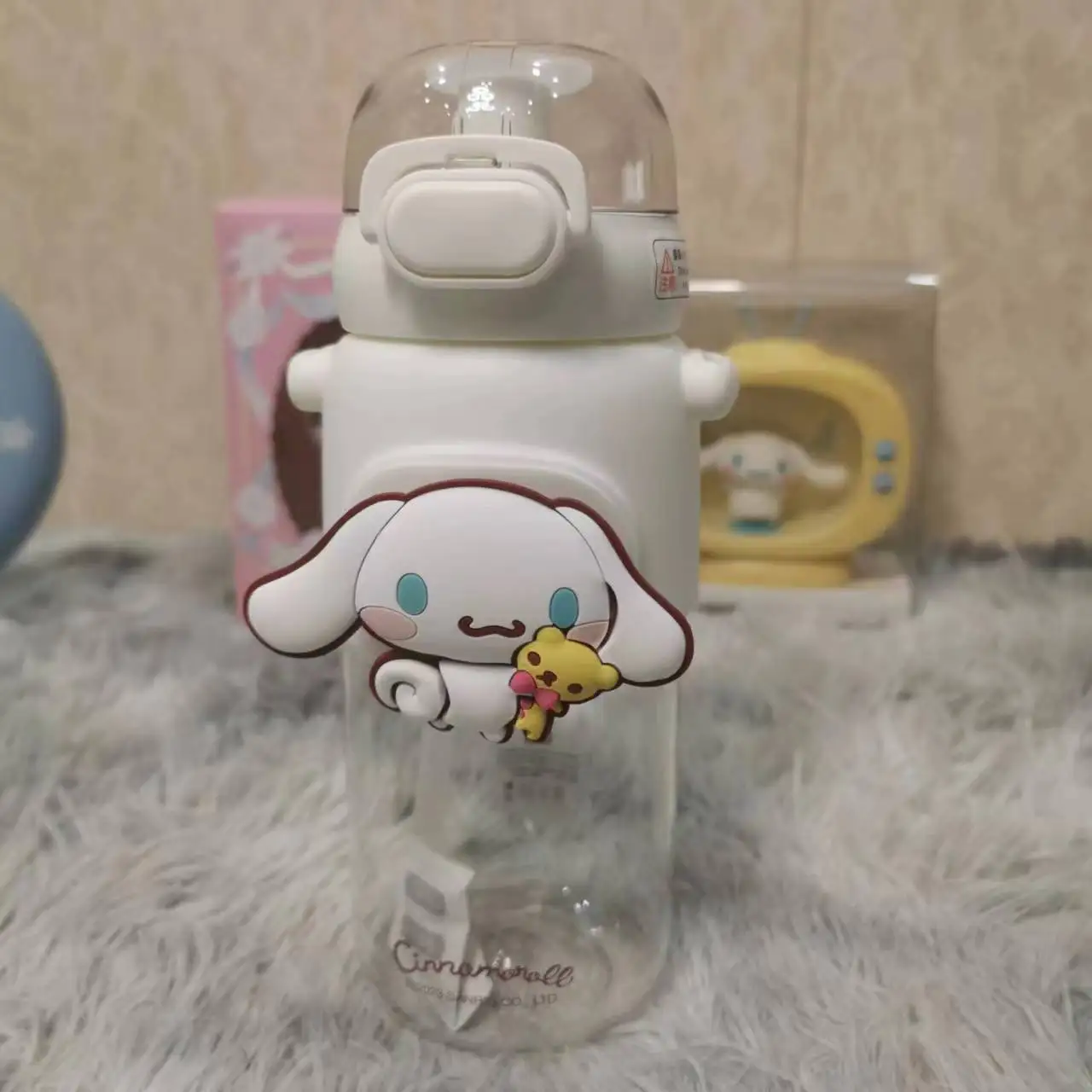 600ML Sanrio Cinnamoroll Plastic Sippy Cup Anime Kuromi Melody Cartoon Kawaii Sports Water Bottle Coffee Kids Water Bottle Gift