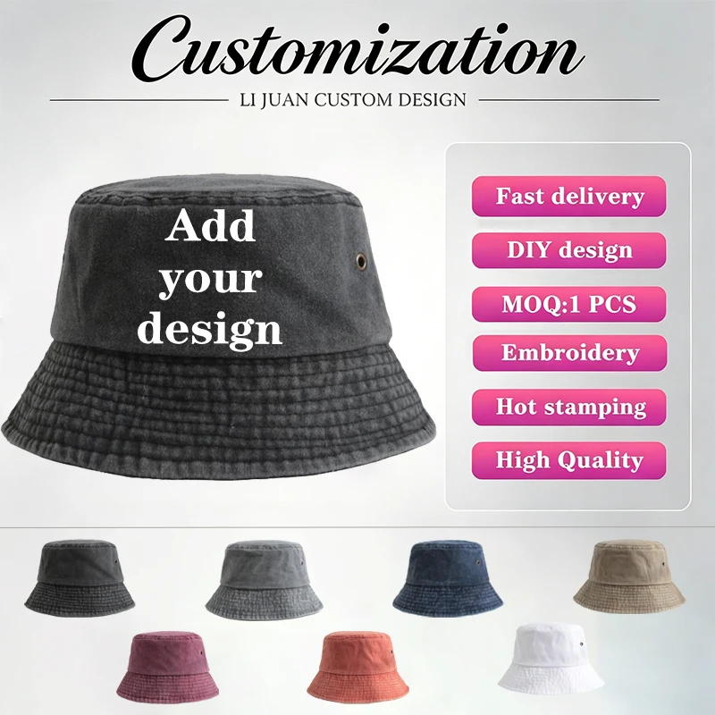 Customized Trendy Fisherman Hat Made of Pure Cotton Washed for Old Outdoor Men's Sun Hat with UV Protection and Street Style