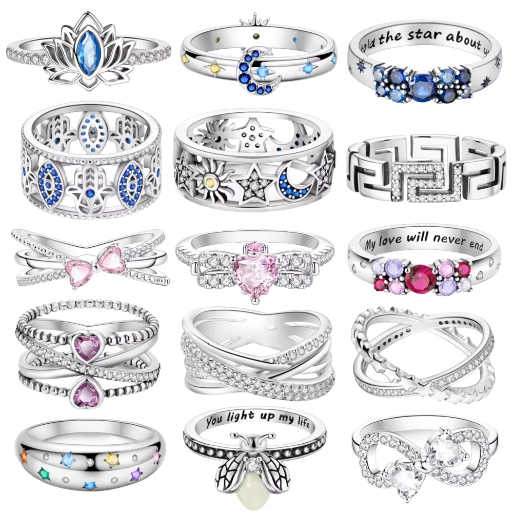 

Оригинальное кольцо из стерлингового серебра 925 пробы для женщин, сердце, звезда, сверкающий циркон, обручальное ювелирное кольцо на годовщину, модные ювелирные кольца для женщин