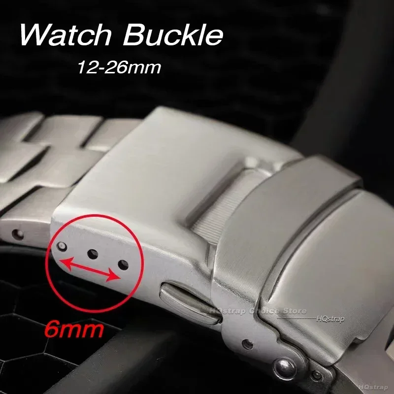 Double Safety Watch Clasp for Seiko 16mm 18mm 20mm 22mm 304 Stainless Steel Fold Buckle Diving Style Watch Band Accessories