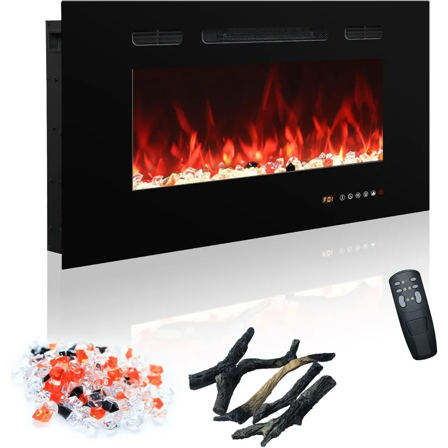

Electric Fireplace 30 In Wall Mounted Recessed Electric Fireplace Inserts with Remote and Touch Screen Control Offers 169 Flame