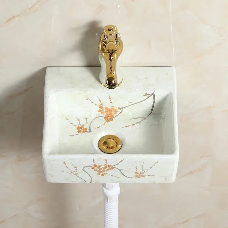 & Ceramic Corner Triangle Wall Mounted Small Bathroom Sink Space Saving Hanging Washbasin Color Home Decor Design Wash Basin - view 6