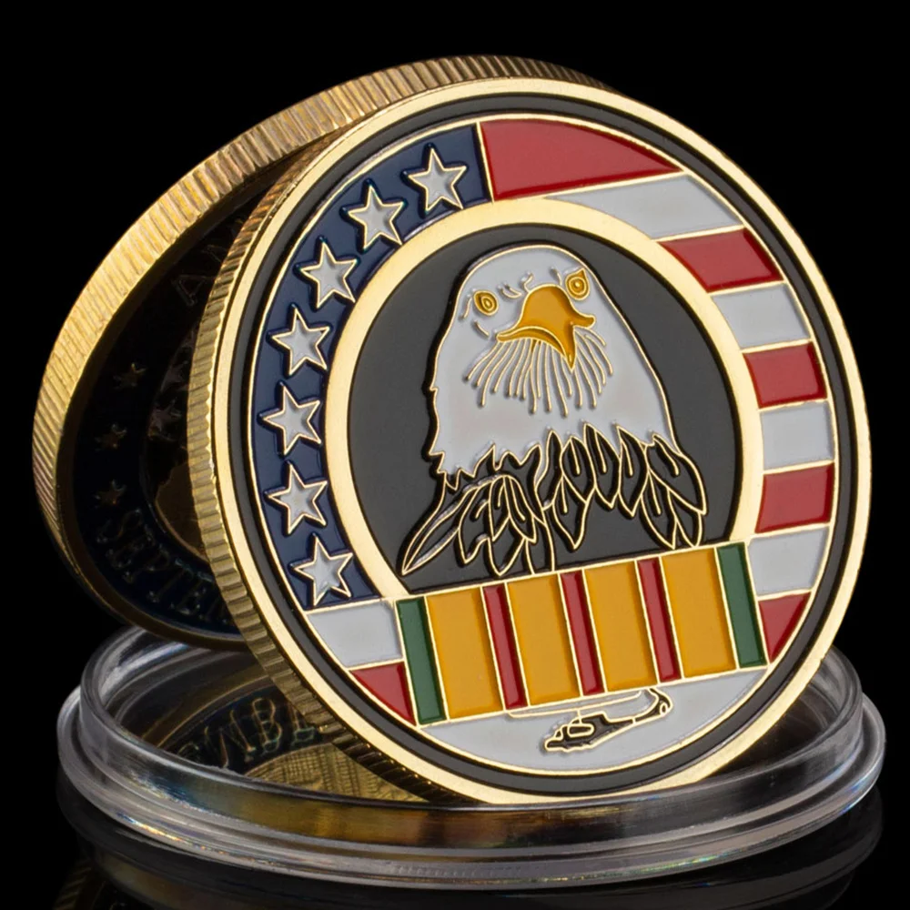 Gold Plated American Heros September 11 2001 Souvenir Coin Bald Eagle,world Trade Center Pattern Collectible Commemorative Coin