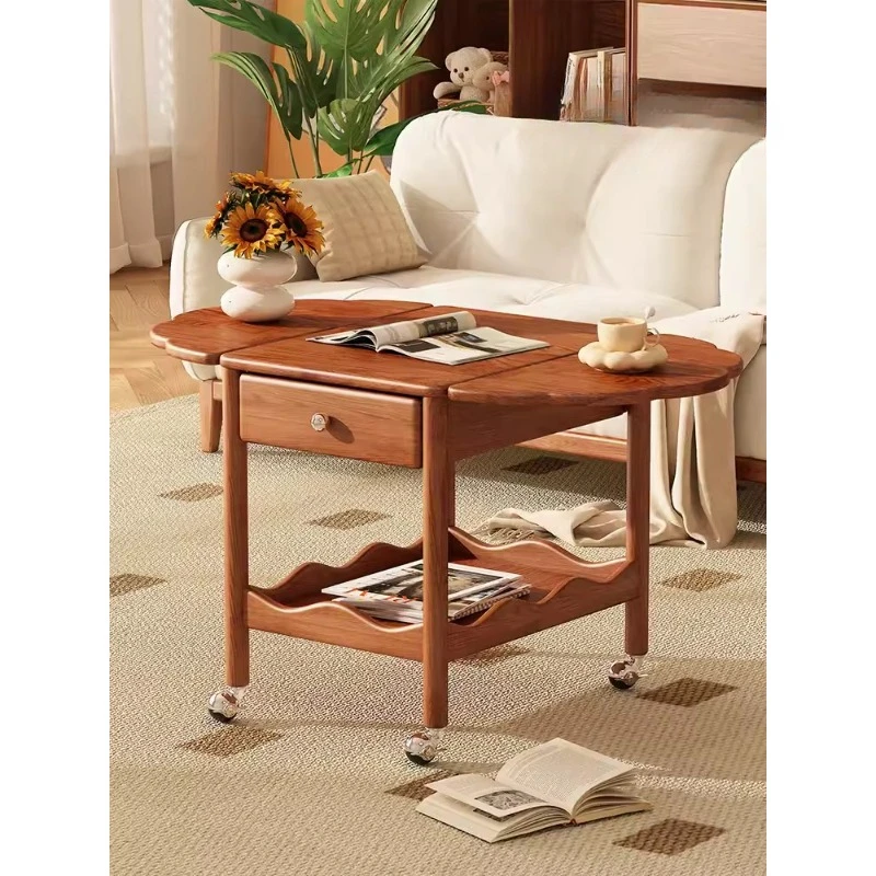 

Solid wood coffee table folding, movable, multifunctional small unit living room with retro style