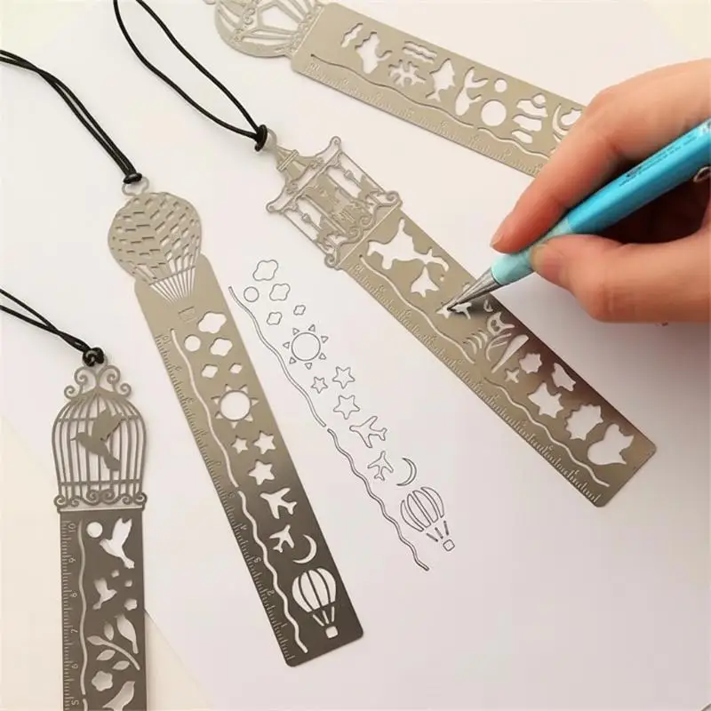 Hollow Metal Bookmark Ruler Exquisite Animal Design Multi-purpose Reading Accessory for Students Gift Stationery