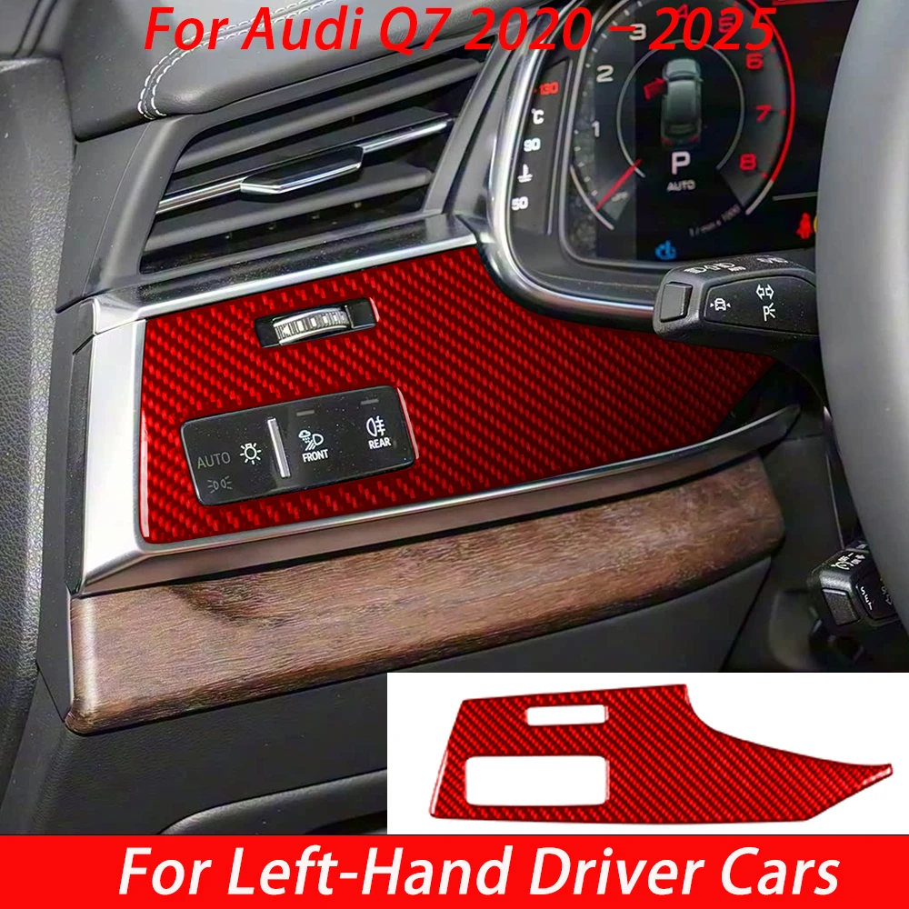 For Audi Q7 2020--2025 Carbon Fiber Headlight switch panel Car Interiors Accessories Modification Decoration Gift Stickers