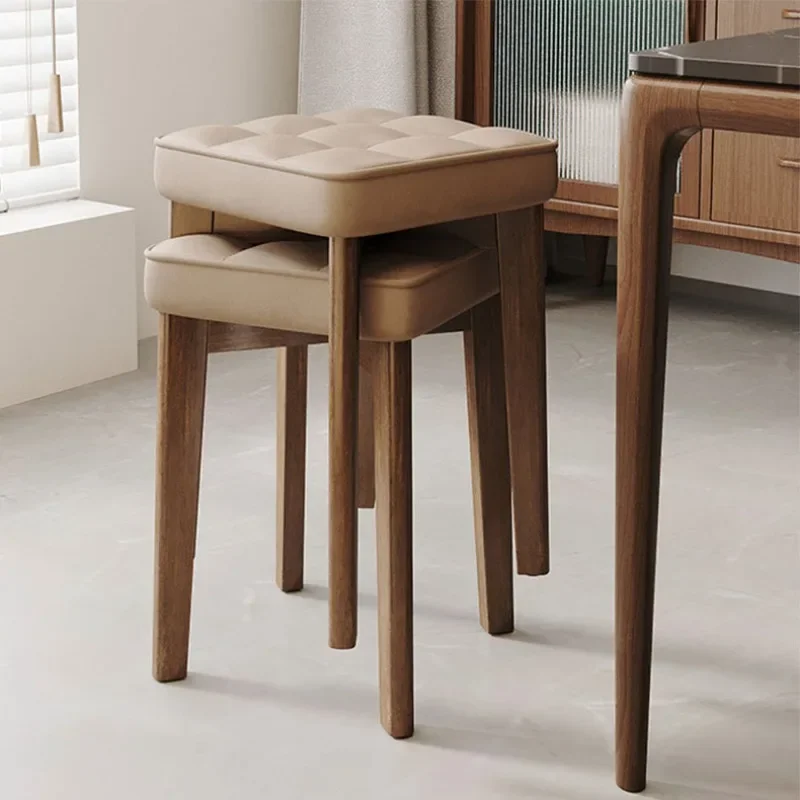 Cadeira de jantar de madeira maciça macia, moderna, simples, sala de estar, pode ser empilhada