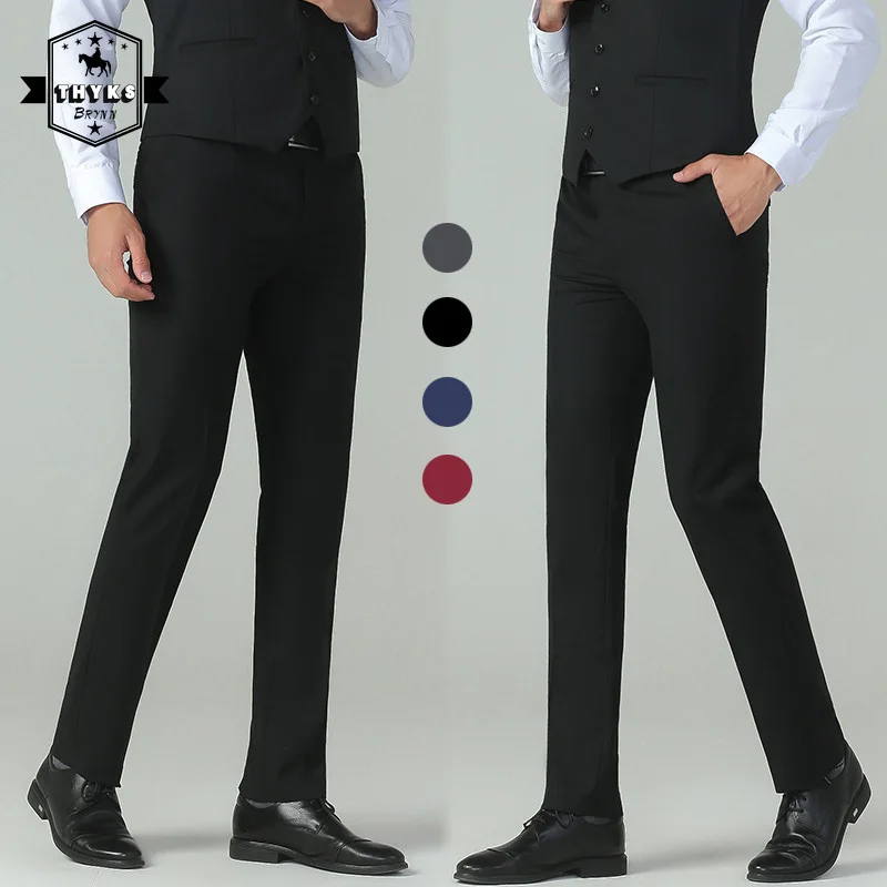 

Straight Trousers Men's Business Casual Suit Pants Spring and Autumn Black Suit Trousers Classic Vintage Male Party Red Pantalon