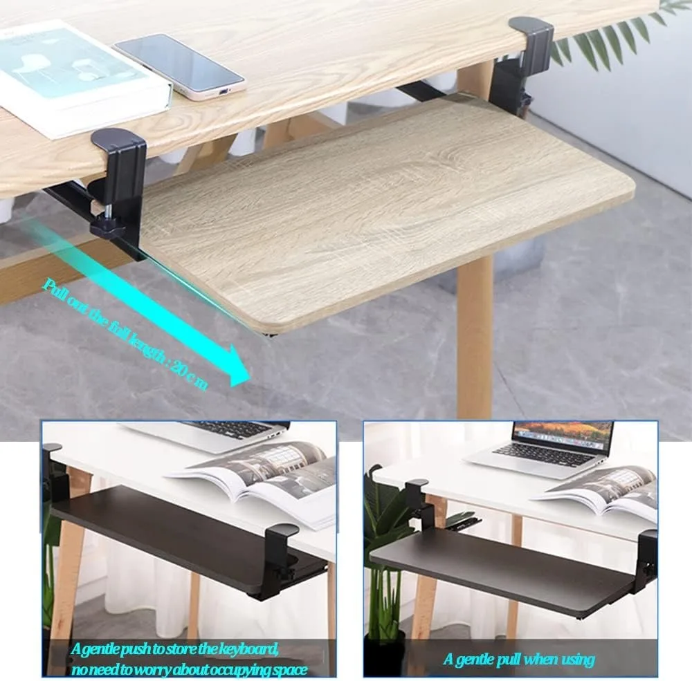 Imagem -02 - sob a Mesa Gaveta do Teclado Deslize para Fora o Trilho Hardware Bandeja c Braçadeira Multifunction Extensão para Casa tipo Mouse