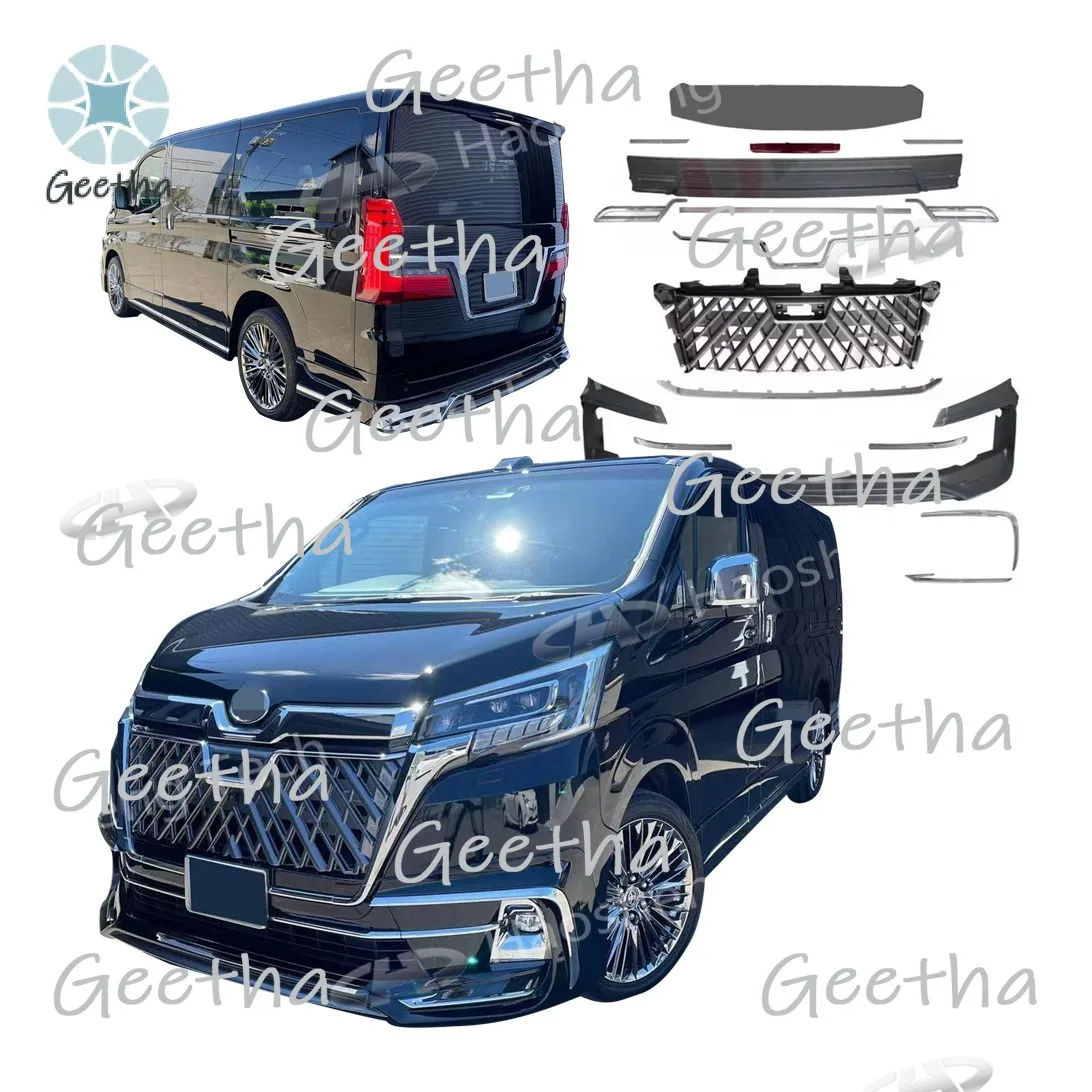 Car Body Kit for Toyota Hiace/Granace/Granvia/Majesty 2019+ to WLD Model Mini Bus Widebody Front Rear Bumper Grille Headlights