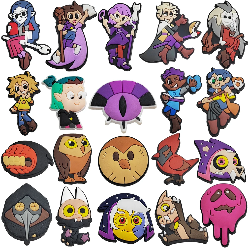 20 peças de pingentes de sapato The Owl House em PVC, decoração para sapatos, pulseiras, sandálias, acessórios para calçados, fivelas para presentes infantis