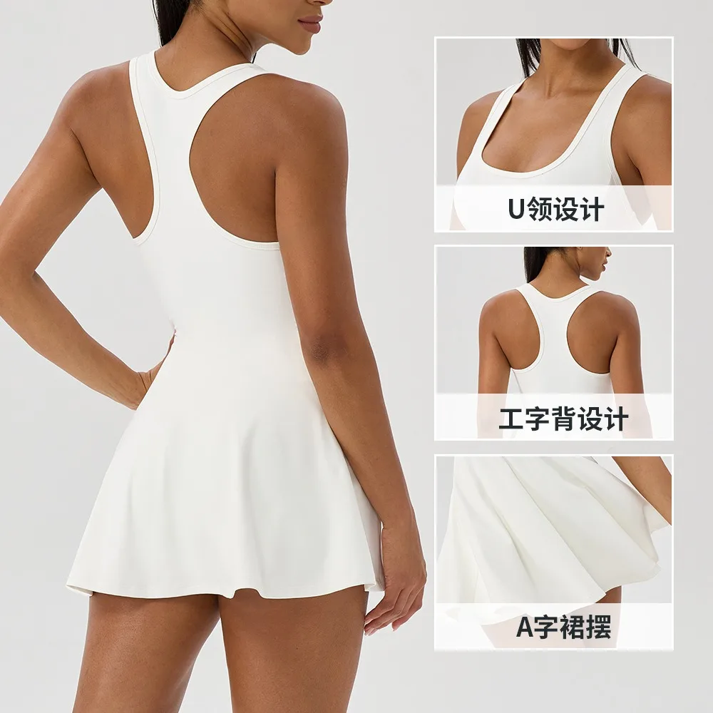 Sports Tennis Skirt Women's Breathable Quick-drying Sleeveless Fitness Dress Outdoor Leisure Yoga Sports Skirt