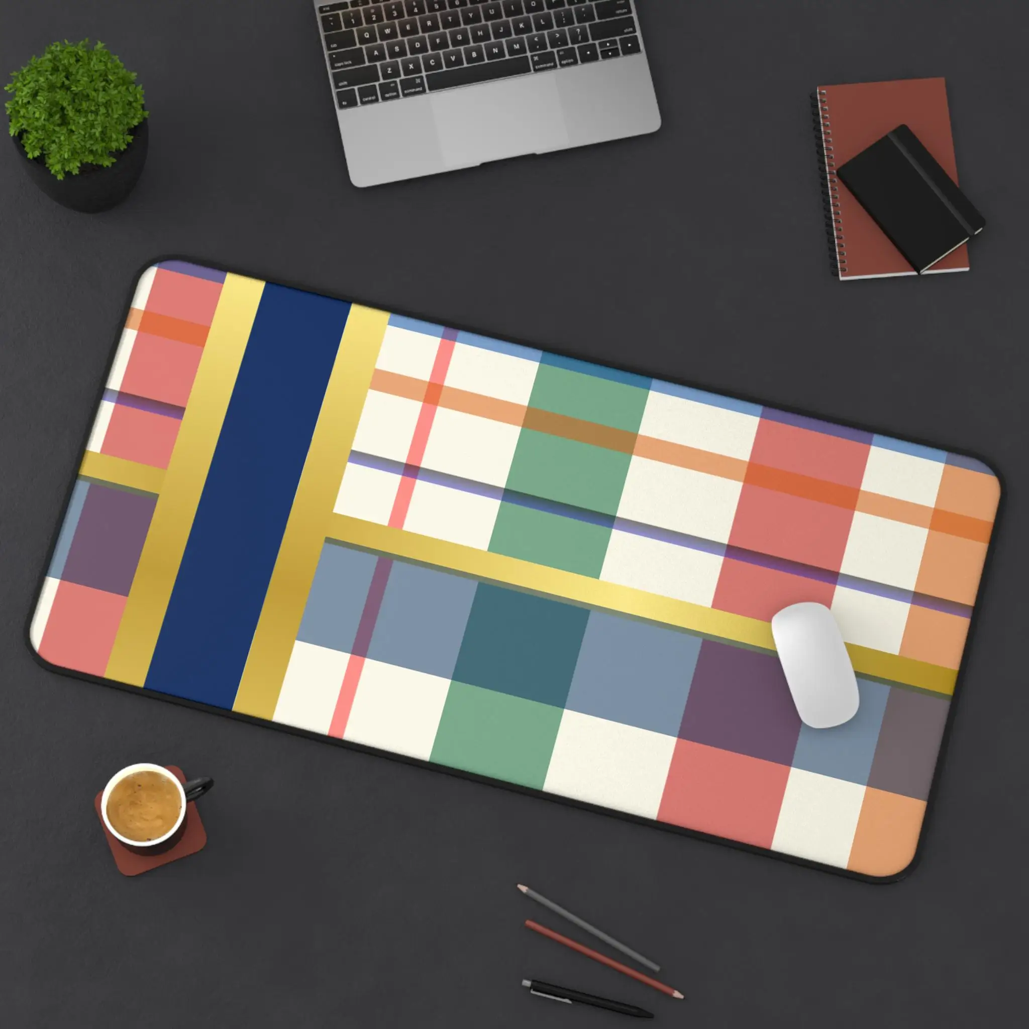 

Checkered Desk Mat, Modern Geometric Pattern Mouse Pad, Office Accessory, Gamer Gift, Unique Workstation Decor Kawaii Desk Pad