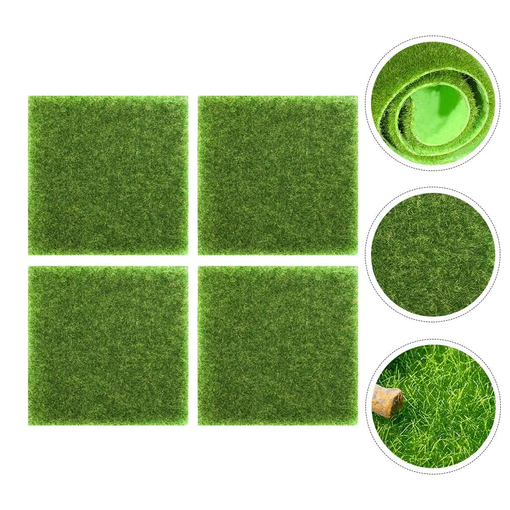 

4Pcs Artificial Grass Mat Fake Turf Landscaping Decorative Prop Simulation Green Lawn for Indoor Outdoor Home Decoration