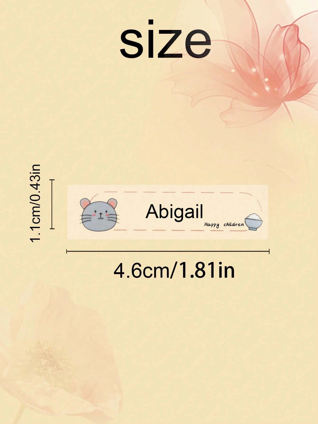 4.6*1.1 سنتيمتر ملصقات اسم شخصية للرعاية النهارية ، تسميات أسماء مخصصة شفافة للزجاجات ، ملصقات الحيوانات اسم مخصص