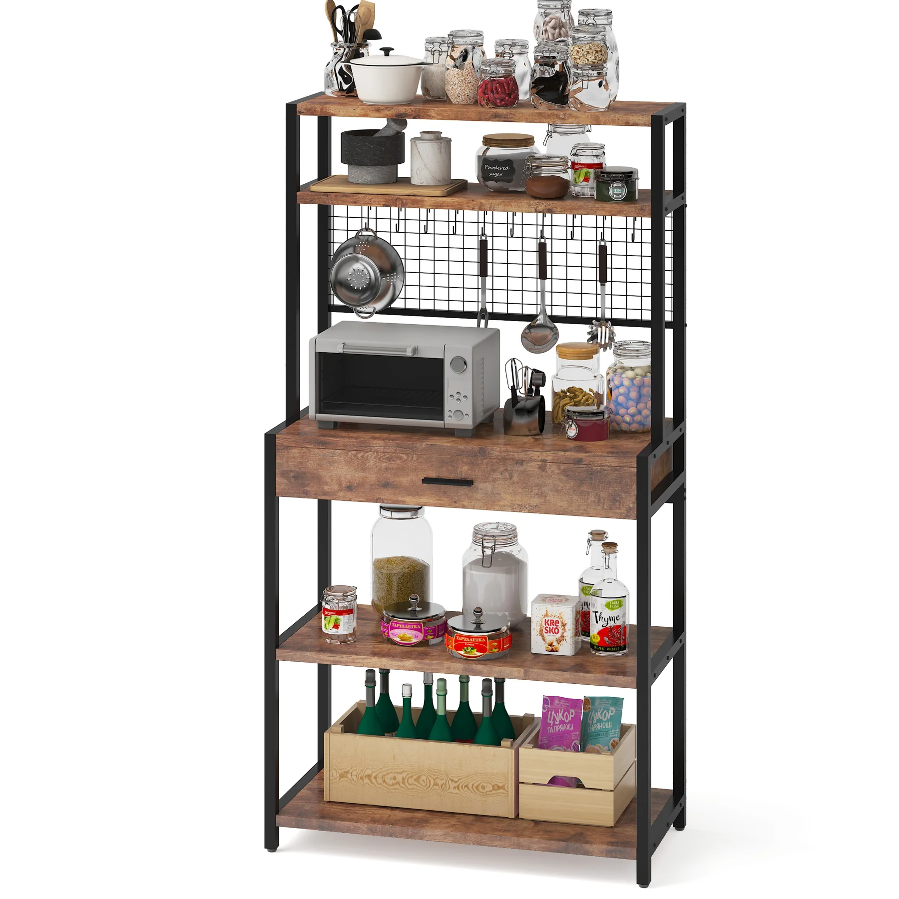 Microwave Stand Bakers Rack Kitchen Storage Stand Shelf Rack 5-tier Kitchen Bakers Rack