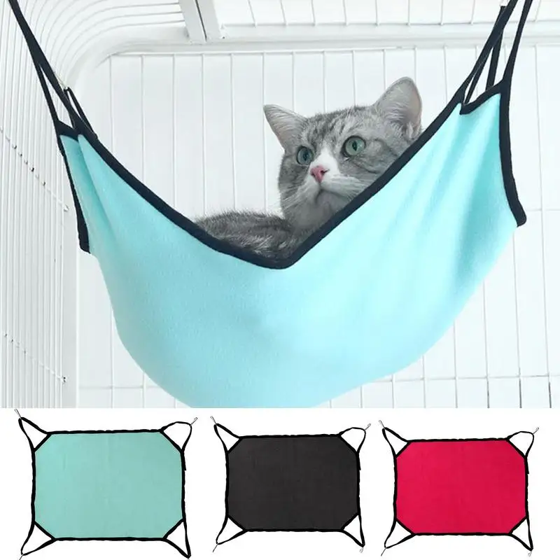 Cat Hanging Hammock with Adjustable Straps Double-Sided Pet Cage Hammock Hanging Bed Resting Sleepy Pad for Small Animals Pets