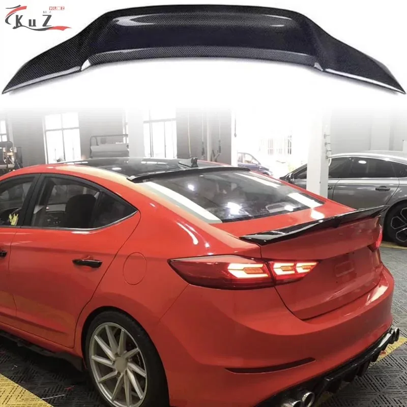 For Hyundai Elantra 2015 2016 2017 Rear Wing Tail Fin Trunk Spoiler High Quality Carbon Fiber Primer Color Car Sports Exterior