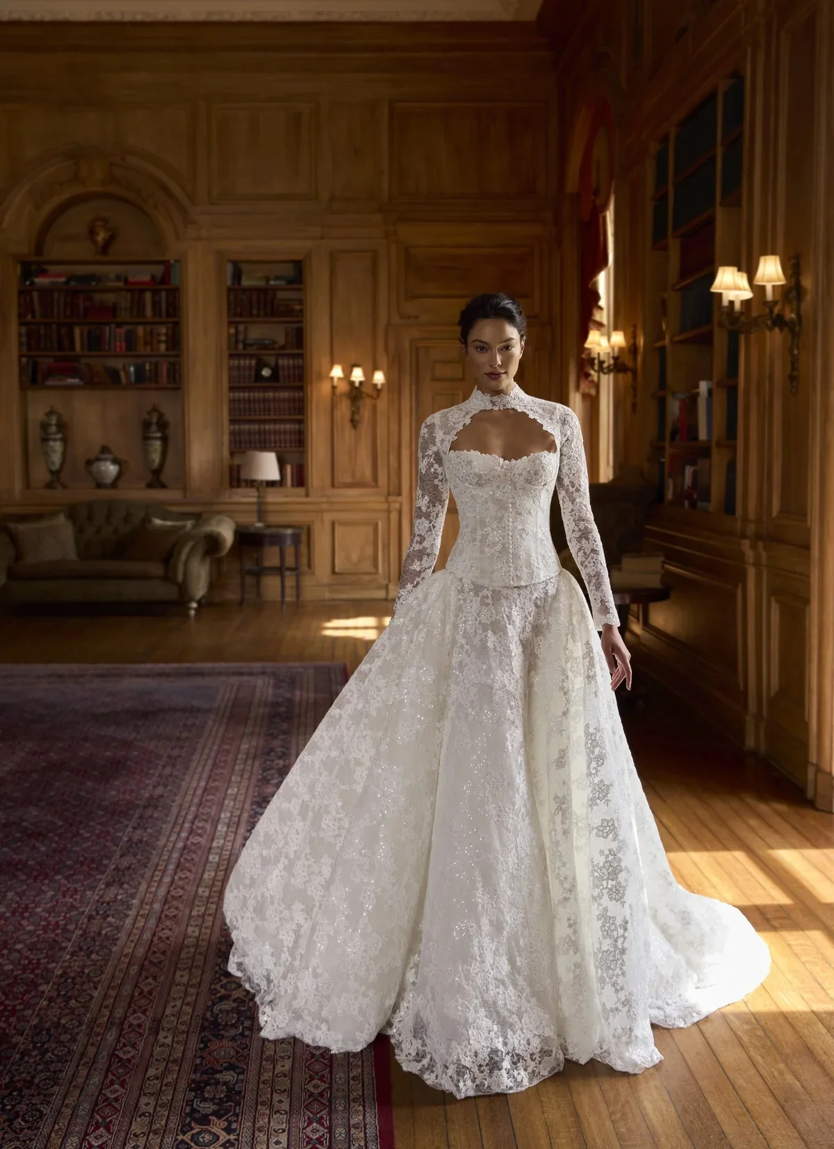 Vestido De Novia Boda 2 En 1 Desmontable Manga Larga Civil Sencillo Y Elegante Corset A Line Wedding Dress Lace Dresses Bride