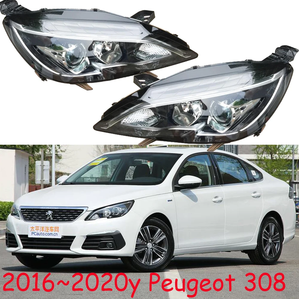 1pcs car bumper head light Peugo 308 headlight 2016~2020y LED DRL car accessories headlamp Peugo 308 daytime light