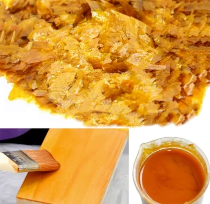 Premium Indian Shellac Flakes Golden Finish Natural Varnish for Wood Furniture Repair