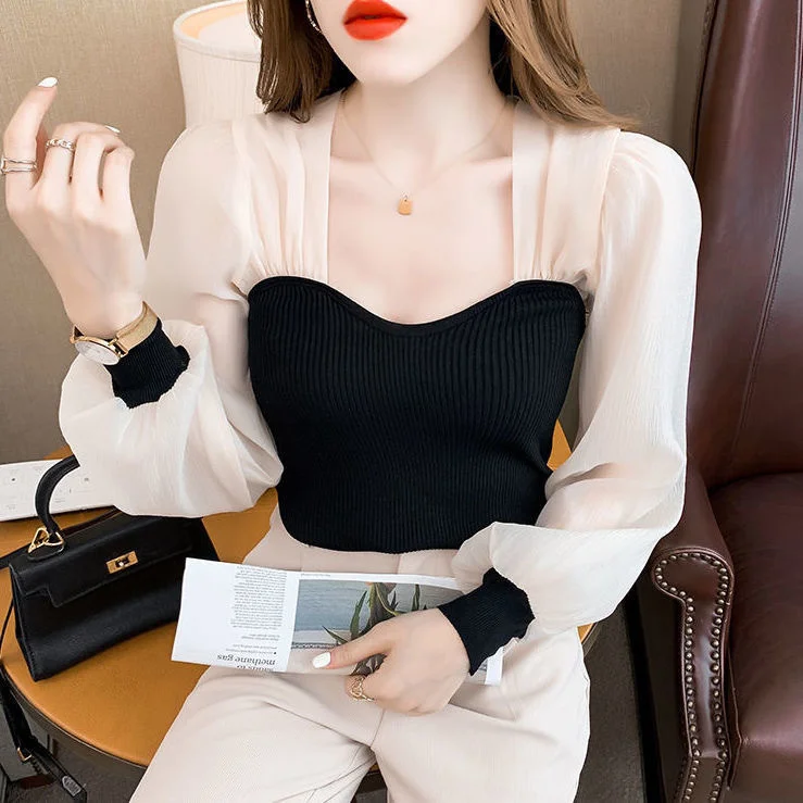 Women's Popular Sleeve Knitted Top Blusas Clothes for Women Tops Shirts Blouses