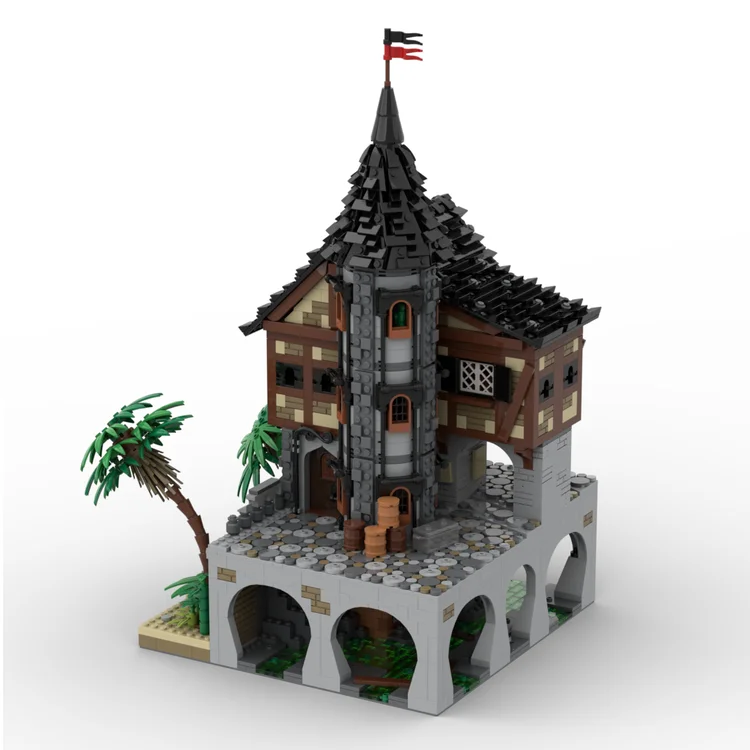 Nuovo prodotto squisito modello di blocchi MOC, tecnologia del castello antico del porto, set di assemblaggio fai-da-te regalo giocattolo modulare per bambini