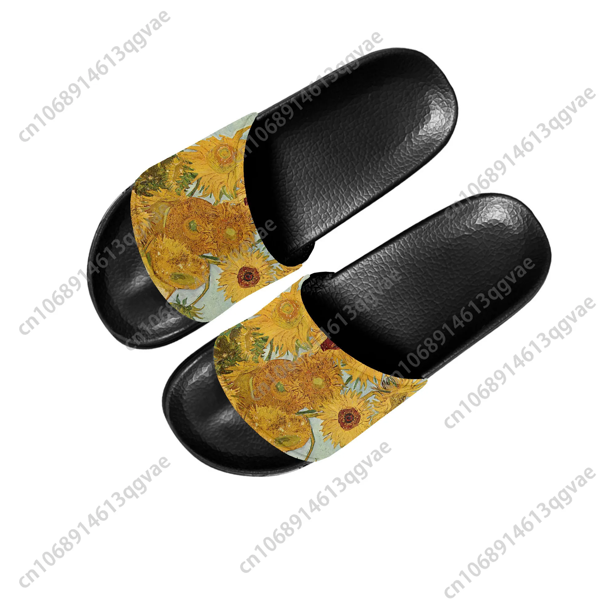 Van Gogh Oil Painting Sunflower Slippers Home Water Shoes Men Women Teenagers Children Beach Pool Sandals Custom Summer Slipper