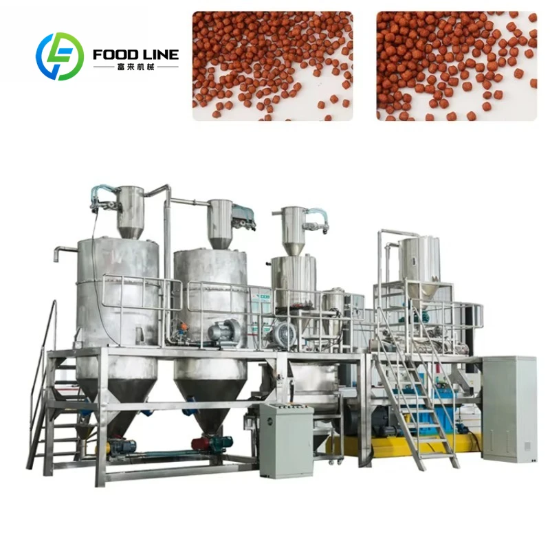 Aquatic Fish Feed Extruder Auto Feeding System PLC Control Customized Floating Sinking Feed Pellet Making Machinery Plant