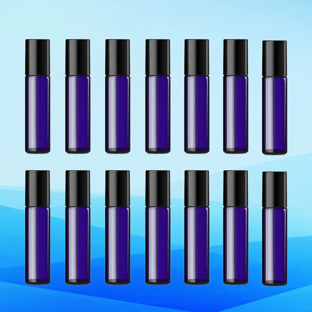 24 Pcs Bottle Roll-on Refillable Dropper Essential Oil Cosmetics Contianer Blue Travel