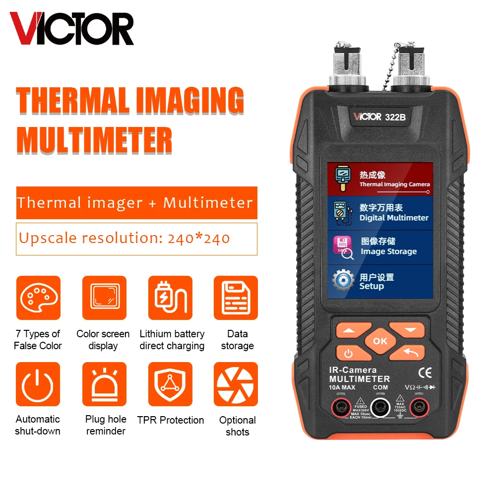 Victor 322AB Thermal Imager Multimeter 60,000 Count Digital Multimeter 240*320 Resolution Rechargeable Battery PCB Inspection