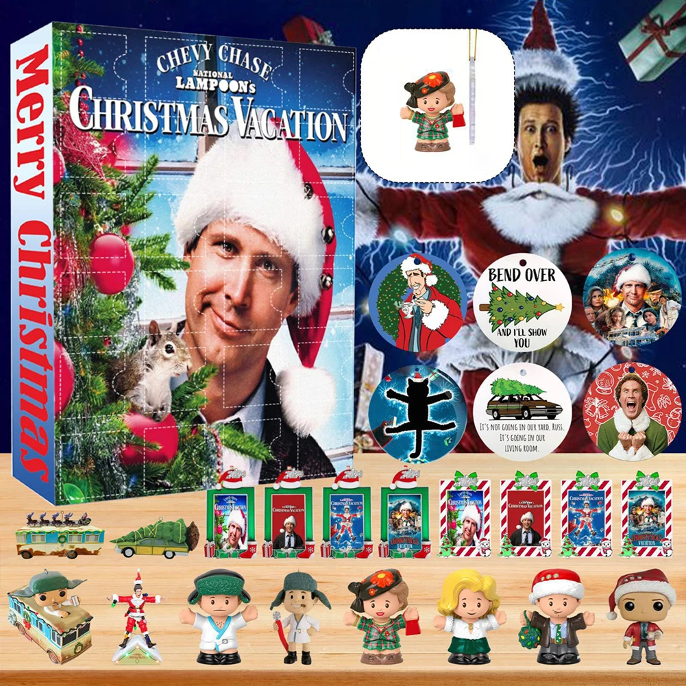 Calendario de Adviento de Navidad 2024 Película clásica navideña 24 días de diversión Figuras sorpresa coleccionables Calendario de cuenta regresiva de Navidad de 24 días